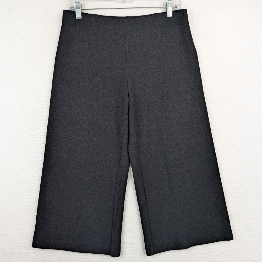 Eileen Fisher 100% Wool Wide Leg Pull On Pants Charcoal Gray F6KW-4 Size XS